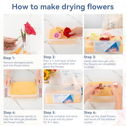Gel de sílice para secar flores de 2.2 libras con recipiente hermético y cepillo 5