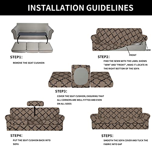 Image of Easy-Going 4 Pieces Stretch Sofa Cover for 3 Cushion Couch Washable