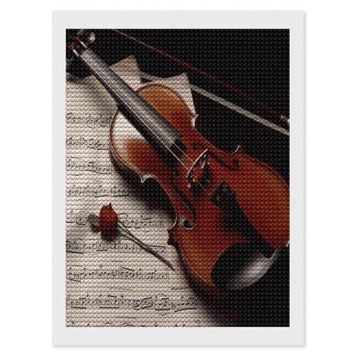 Kit broderie diamant partition violon decoration complete chambre et salon 30x40