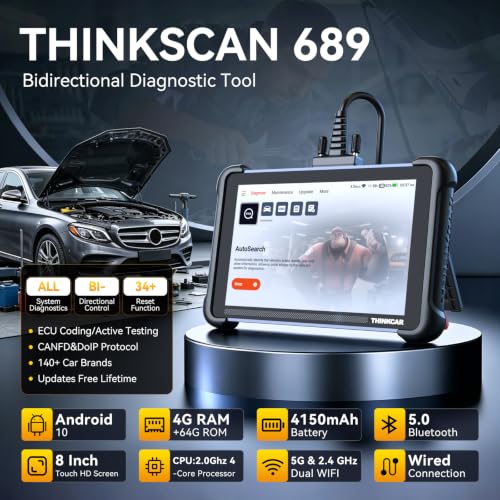 Image of THINKCAR OBD2 Scanner Diagnostic Tool Lifetime Free, ThinkScan 689 Car Scan Tool with 34 Reset Function,Scanner for Car with 3000+ Active Test,Advanced ECU Coding BI-Directional,Autoauth for FCA SGW