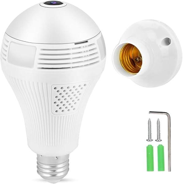 NITRIP Telecamera panoramica con Lampadina WiFi DVR 1 3MP HD Camera Sicurezza Intelligente per Il monitoraggio Domestico Interno Esterno