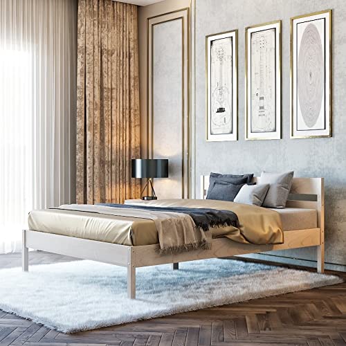 en.casa] Struttura Letto Matrimoniale King Size 180x200 cm in Acciaio Letto Doppio Senza Testiera e Pediera Letto Minimalista Forma Rettangolare - Nero
