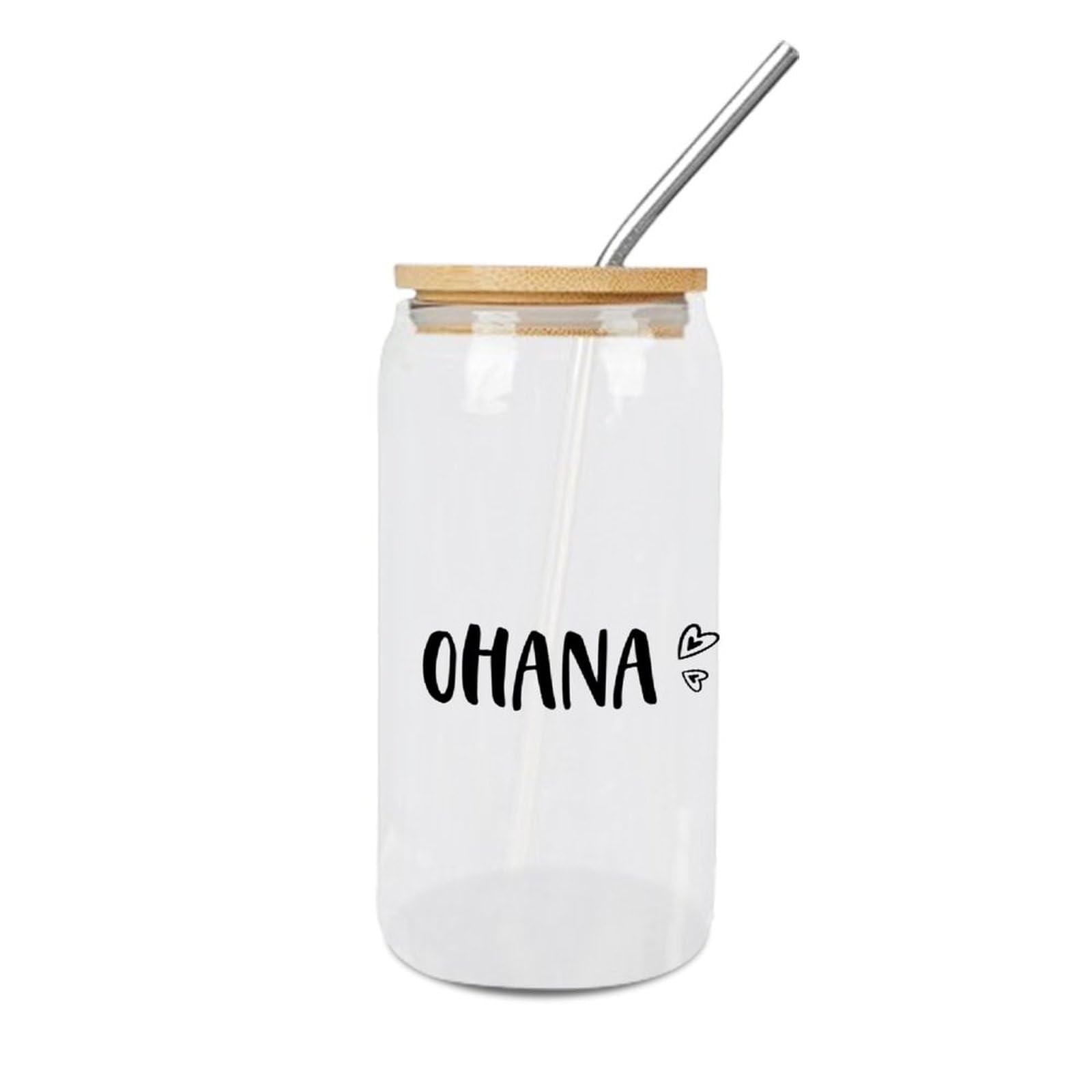 Luckluccy Glasses with Lids And Straws Ohana Glass Cup Drinking Glasses Cups Great For Tea Whiskey Water 16 OZ