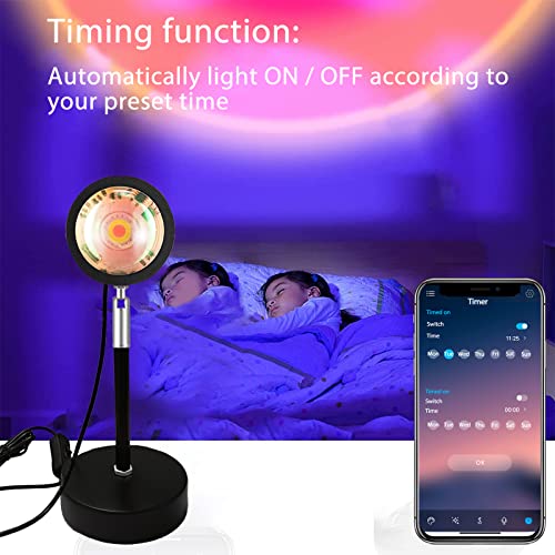 Image of Sunset lamp Projector, Sunset Projection lamp. 6W LED 180 Degree Rotating Wireless App Control and Remote Control Sunset Light with Multiple Colors, Sunset lamp Bedroom Decor, 16 Color Changing.