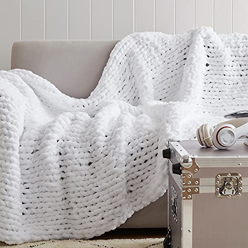 Cozy Potato® Chenille Chunky Knit Throw Blanket - True White #TOP2