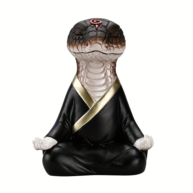 YHNNH Adornos de serpiente inspirados en Zen, adquisición de riqueza de escritorio, decoración de coche, regalo, mascota pitón, hogar tranquilo, arte de jardinería, escultura espacial de meditación, A