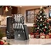 Knife Set - Ultra Sharp Knives Set for Kitchen with block, 15 PCS Stainless Steel Knife Set with Built-in Sharpener, Ergonomic Non-Slip Handle, Elegant Box for Men Women