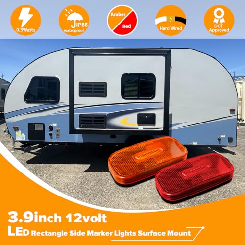 12V DC LED Side Marker Clearance Light for RV & Truck, Pack of 12 (6 Amber, 6 Red)