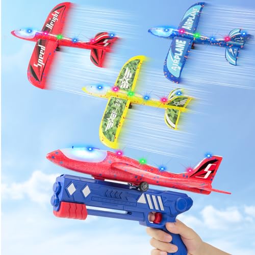 Vehículos | Sugar Kee Avion Juguete, Lanzador De Aviones Con Pistola De Tiro, Juguetes Para Niños De 3 4 5 6 7 8 9 Años, Regalos Para Niños De 3-10 Años, Regalos De Cumpleaños Para Niños