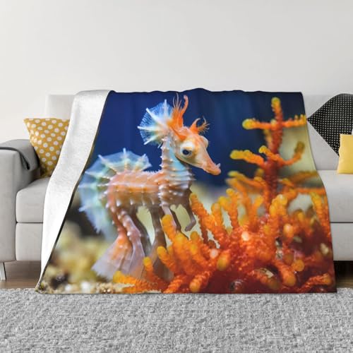 Couverture flanelle hippocampe PHAYAH plaid de lit 203x152 cm multicolore - 2
