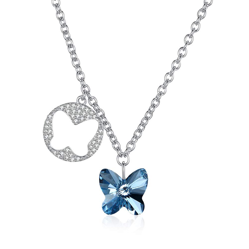 Collier papillon argent S925 pendentif superposé chaîne ajustable - 2