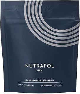Nutrafol Men's Hair Growth Supplements, Clinically Tested for Visibly Thicker Hair and Scalp Coverage, Dermatologist Recommended - 1 month supply, 1 Refill Pouch