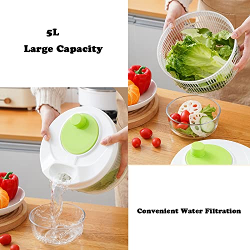 ERFGT Salatschleuder Kunststoff, Salatschleuder mit Deckel, Salatschleuder mit Kurbel, Salatschleuder Faltbar, Salatschleuder 3L, Küchenhelfer Zum Trocknen Von Gemüse, Salat, Gemüse Und Obst – Bild 6