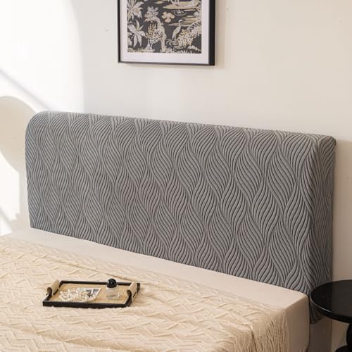 Image of HOMETHREADS Stretchable Lycra /Velvet Headboard Cover | Soft, Dust-Proof & Wrinkle-Resistant Bed Back Protector | Fits Leather, Wooden & Fabric Bedsides |for 5ft to 5.5ft Beds | (Grey, 150x65cm)