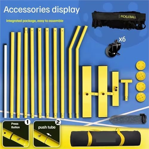Rete da pickleball resistente con ruote, set portatile da 3,4 m/6,7 m per allenamento sportivo e giochi