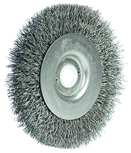 Image of Weiler 00135 4 inch Narrow Face Crimped Wire Wheel, .0118 inch Steel Fill, 5 /8 inch-1 /2 inch Arbor Hole, Made in the USA (Pack of 2)