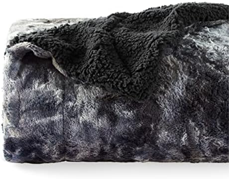 Bedsure Sherpa Fleece Fluffy Blanket - Fuzzy Faux Fur Soft Warm Luxury Throw Blanket for Sofa, Bed and Couch, Double, Black, 150x200 cm