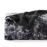 Bedsure Kuscheldecke Flauschig Sofadecke Überwurfdecke - Kunstpelz Fleece Sherpa Wolldecke für Couch, Dicke Wohndecke, Warme Plüsch Kleine 130x150, Schwarz