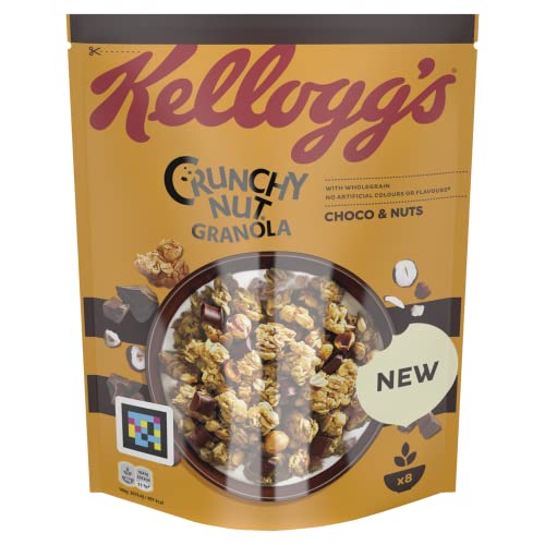Kellogg's Crunchy Nut Granola Choco & Nuts (1 x 380 g) – Knusper Müsli mit Schokolade und Nüssen – Schoko-Nuss Granola mit Vollkorn ohne künstliche Farb- und Aromastoffe