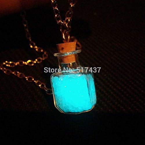 Pretty Lee Steampunk Bottle Necklace Magic Fire Fairy Angel Dust Pendant Charm Glow In The Dark Bottle Vial Aqua