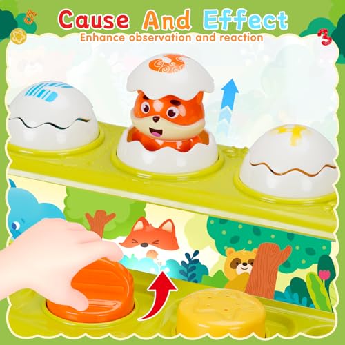Image of FS Toddler Pop Up Toy with Music and Light, Cause and Effect Toys for 6 9 12 18 Month Old Baby, Early Learning Educational Toys for 1 2 Year Old Boy and Girls Gifts