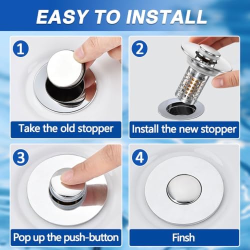 Sink Stopper, Hair Catcher Pop-up Sink Drain Strainer - image 6