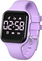 Relógio digital de LED infantil, com contador de passos, à prova d'água, relógio de pulso esportivo, calendário, despertador para crianças, meninos, meninas e adolescentes