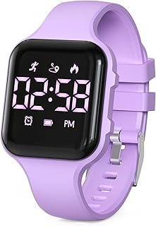 Synwoo relógio digital de led infantil com contador de passos à p