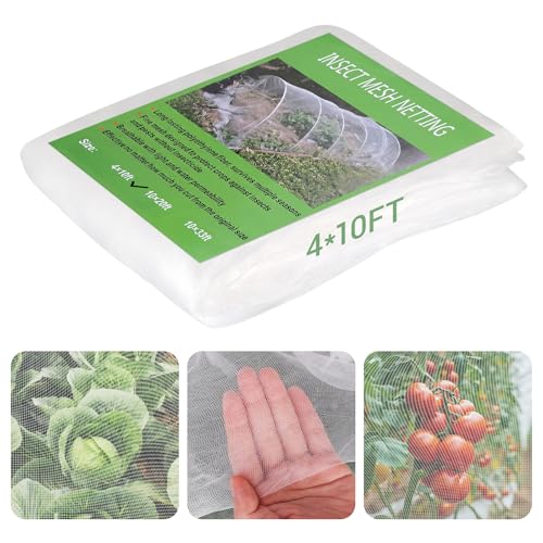 Ultra Fine 4'x10' Garden Netting – No Frame Needed, Easy Install, Pest Barrier & Bird Netting, Plant Cover for Garden, Greenhouse, Patio, Protecting Vegetables, Flowers, Trees