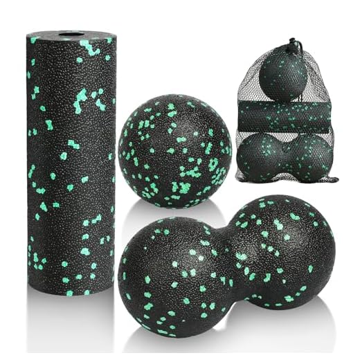 LOPHE Bola de Masaje, 3 Piezas Juego de Bolas Miofasciales, Bola de Masaje de Maní, Rodillo de Masaje, Bola de Doble Fascia, Bola de Masaje Deportivo, Alivia el Dolor Muscular