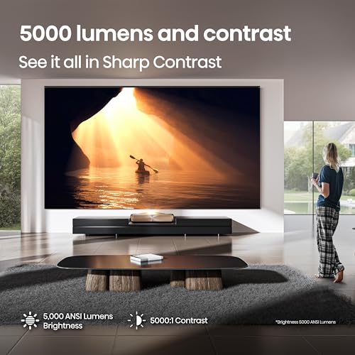 Image of Hisense L9Q Ultra Short Throw Triple Laser Projector, 4K UHD, 5,000 Lumens, 5000:1 Contrast, 80 inch - 200 inch, Dolby Vision & Atmos, IMAX Enhanced, Google TV, Pantone Validated, Tuned by Devialet (Renewed)