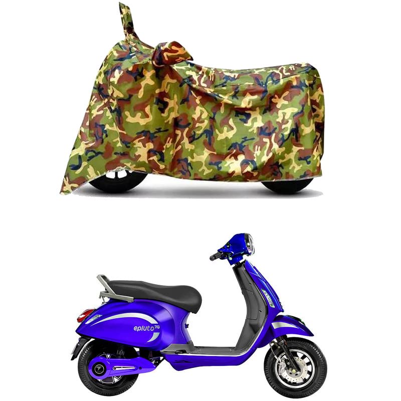 Image of Waterproof 100% PVC Coated Bike Scooty Two Wheeler Body Cover Compatible for Pure EV Epluto 7G STD /UV-Rays /Heat Protection /Birds Dropping /Scratchproof /Dust Proof [6X6 Jungle Print]