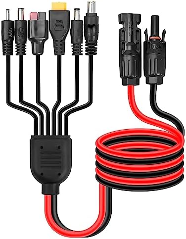 Upgraded 6-in-1 Solar Connector Kit for Portable Motors and Solar Panels/Motors, 100CM Universal Solar Adapter Connecting Harness with Female and Male Connectors, 2 Pcs