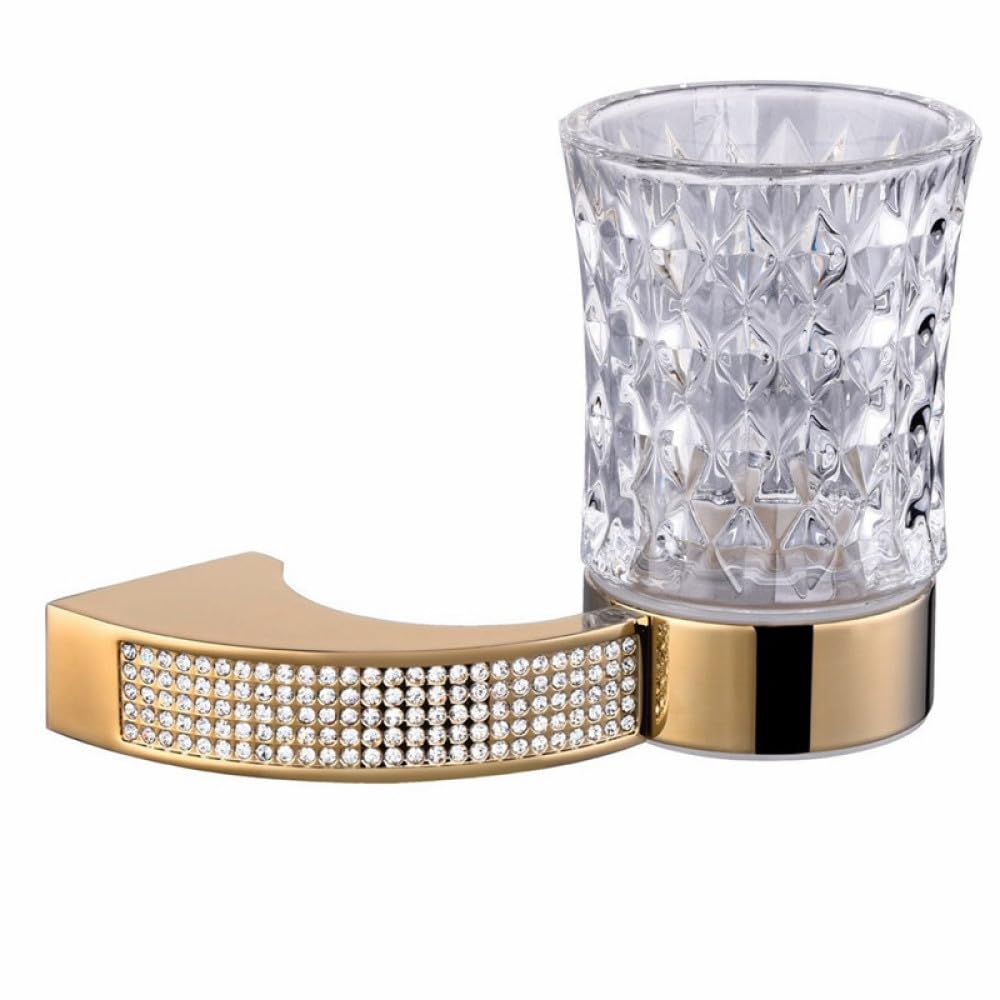 Juego de Accesorios de baño de Cristal, Gancho para Bata, toallero, Estante para Barra, Soporte para Cepillo de Dientes, Accesorios de baño Dorado/Cromado, Soporte para Cepillo de Dientes G