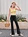 Haloumoning Girls Flare Jeans Kids Fashion Stretchy Denim Pants Bell Bottoms with Pockets Black