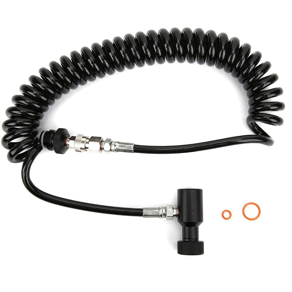 Alomejor Adaptateur Paintball 207 Bar, Manomètre intégré Adaptateur HPA Tuyau ondulé Aluminium pour Joueurs entraînements scénarios Airsoft
