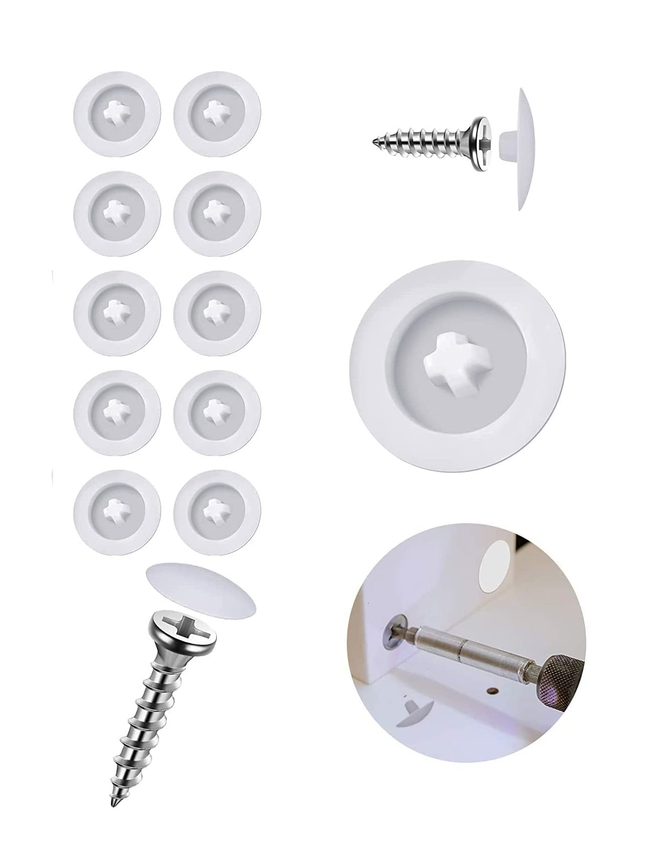 Myy Brand Self Tapping Plastic Screw Hole Caps Covers for Closing Holes Made with Screws,Sutable for Philips Head Screws (White Pack of 100) (B0CMNMBKTD) Amazon Price History, Amazon Price Tracker