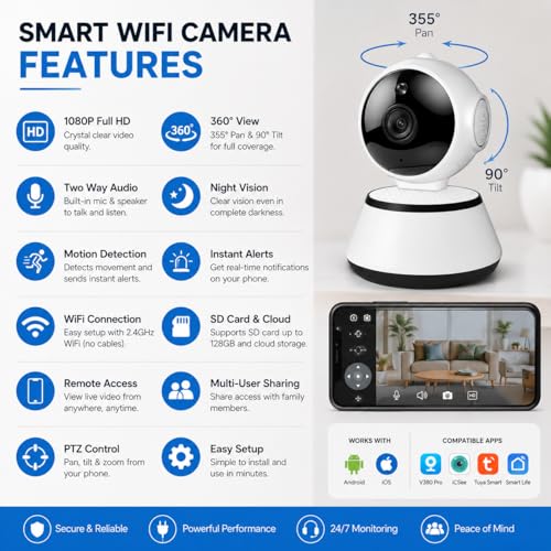 Image of JB Supar 3MP WiFi Light Camera Indoor 360 Rotation (Robot Camera)