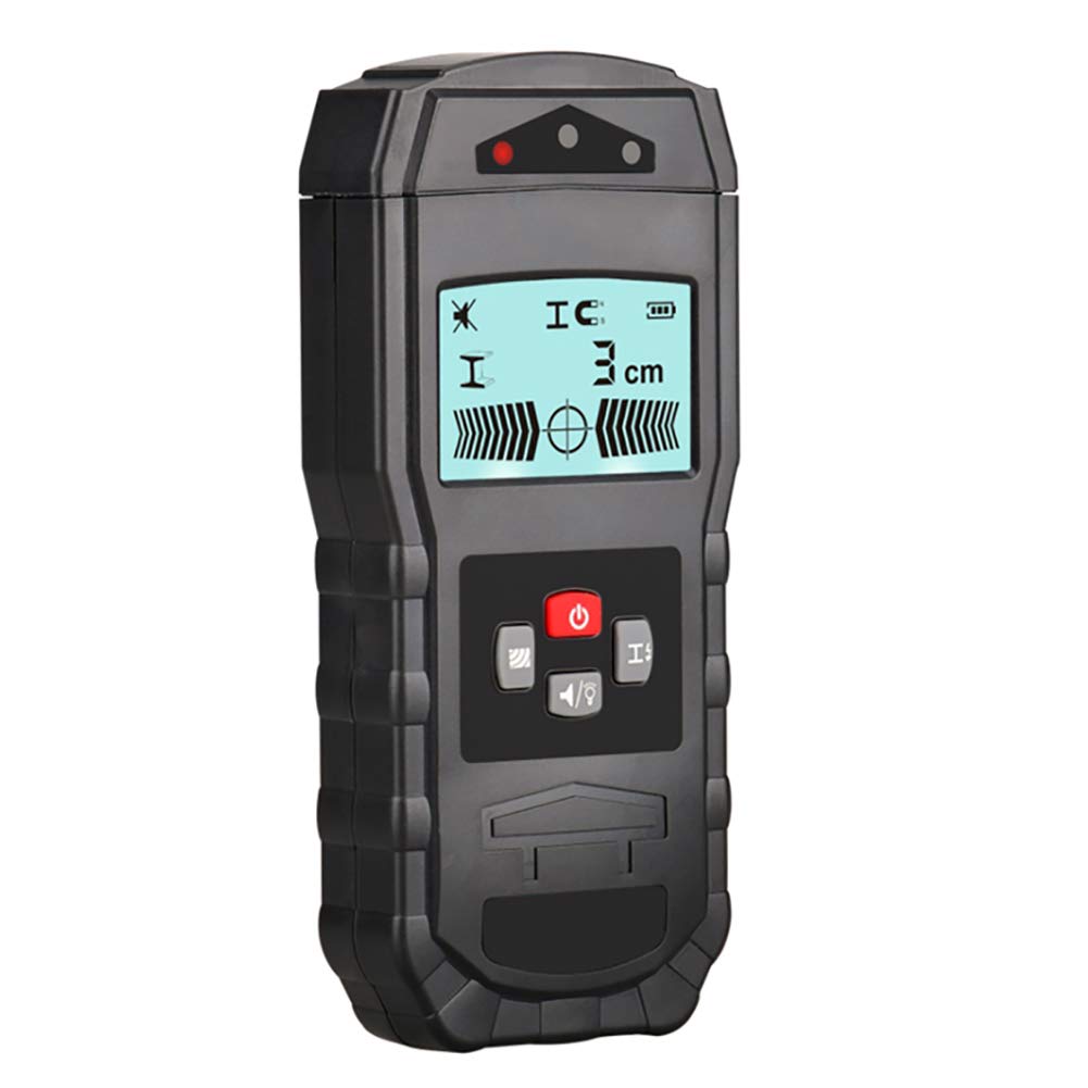 Buscador de pernos, detector de pernos, escáner de pared multifunción con pantalla LCD y advertencia de sonido para detección de pernos de cables de CA de madera de metal de hierro, batería 6F22 no i