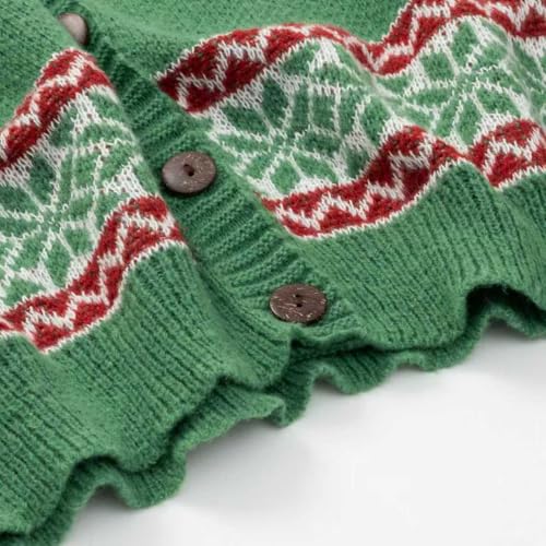 Image of Women's Funny Fall Winter Animal Floral Christmas Tree Long Sleeve Button Knit Cardigan Sweater