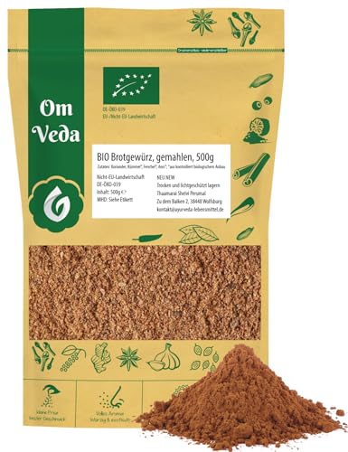 BIO Brotgewürz 500g | Gewürzmischung aus Koriander, Kümmel, Fenchel & Anis | Ideal für Roggen-, Dinkel- & Weizenbrot | Natur Pur & Ohne Zusatz | OmVeda