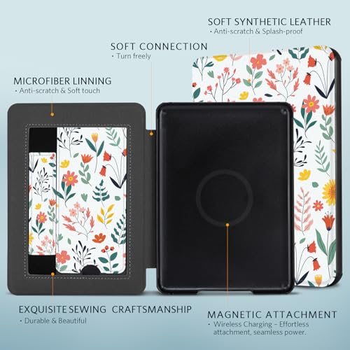 Image of CoBak Lightweight Stand Case for 7 inch Kindle Paperwhite 12th Gen 2024 and Kindle Colorsoft with Right Hand Strap - Compatible with iPhone MagSafe, for Samsung /Belkin /Anker Wireless Charging Pads