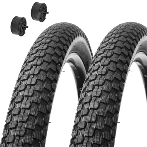 2個20インチ BMX バイクタイヤとチューブ セット | 1.75/1.95/2.125/2.35インチ幅のリムに適合 | マウンテンビーチクルーザー自転車用パンク防止タイヤ (20x1.95 in)