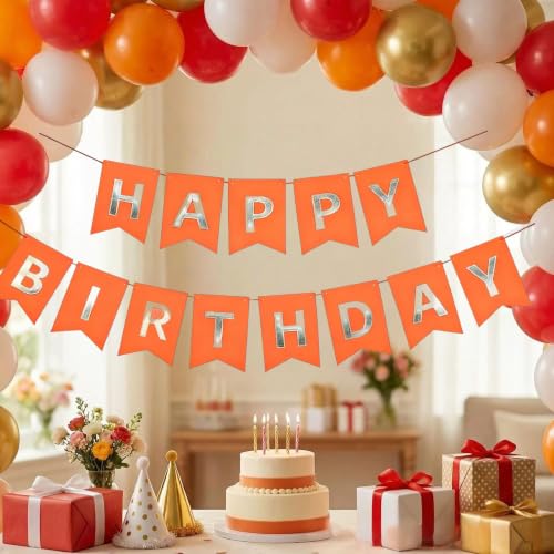 Image of Happy Birthday Banner Birthday Party Supplies (Orange)