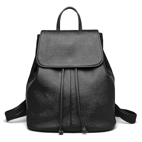 Genuine Leather Backpack Purse for Women: Anti-Theft RFID Designer Leather Handbags - Elegant Ladies Shoulder Bags Travel Backpack Black