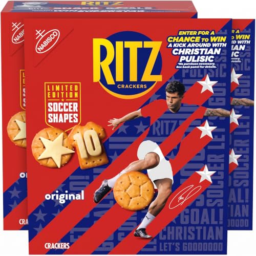 RITZ Soccer Shapes Original Crackers, Snacks for Kids and Adults, Party Snacks, Limited Edition, 12.3 oz (Pack of 2)