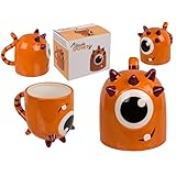Tazas graciosas con frase Tazas originales para regalar Regalos originales para hombre y mujer Caja regalo cumpleaños Amigo invisible (Monstruo naranja)