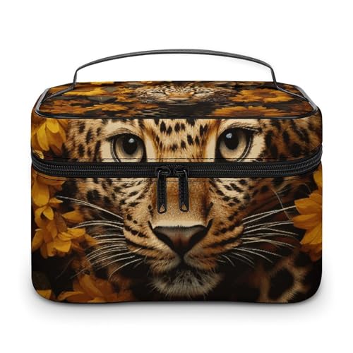 Foldable Travel Luggage Bag for Men And Women, Dry And Wet Separation Portable Travel Luggage Bag, Leopard And Sunflower Printed Waterproof Sports Luggage Bag, Fitness Bag
