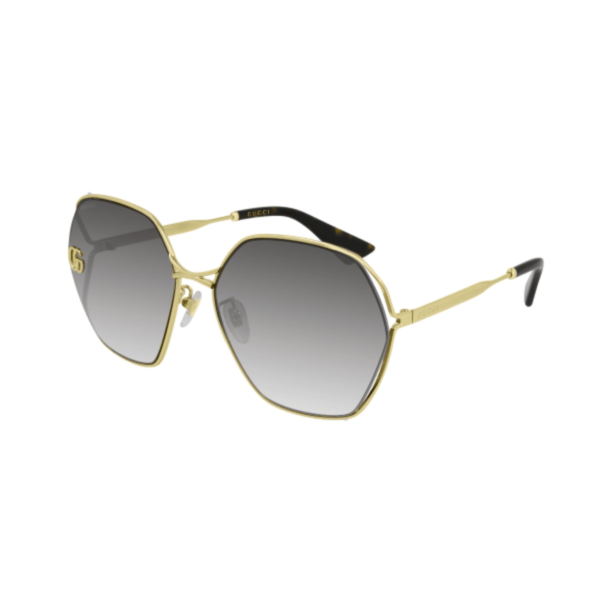 Gucci GG818SA 005 63MM Gold/Grey Gradient Square Sunglasses for Women + BUNDLE with Designer iWear Eyewear Kit