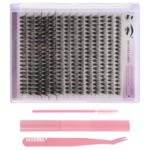 Toyvian Kit de Pestañas Postizas en Racimo DIY con Fibras Sintéticas Herramientas Rosas Incluidas Diseño Segmentado Fácil de Aplicar para Maquillaje Natural y Volumen Adecuado para